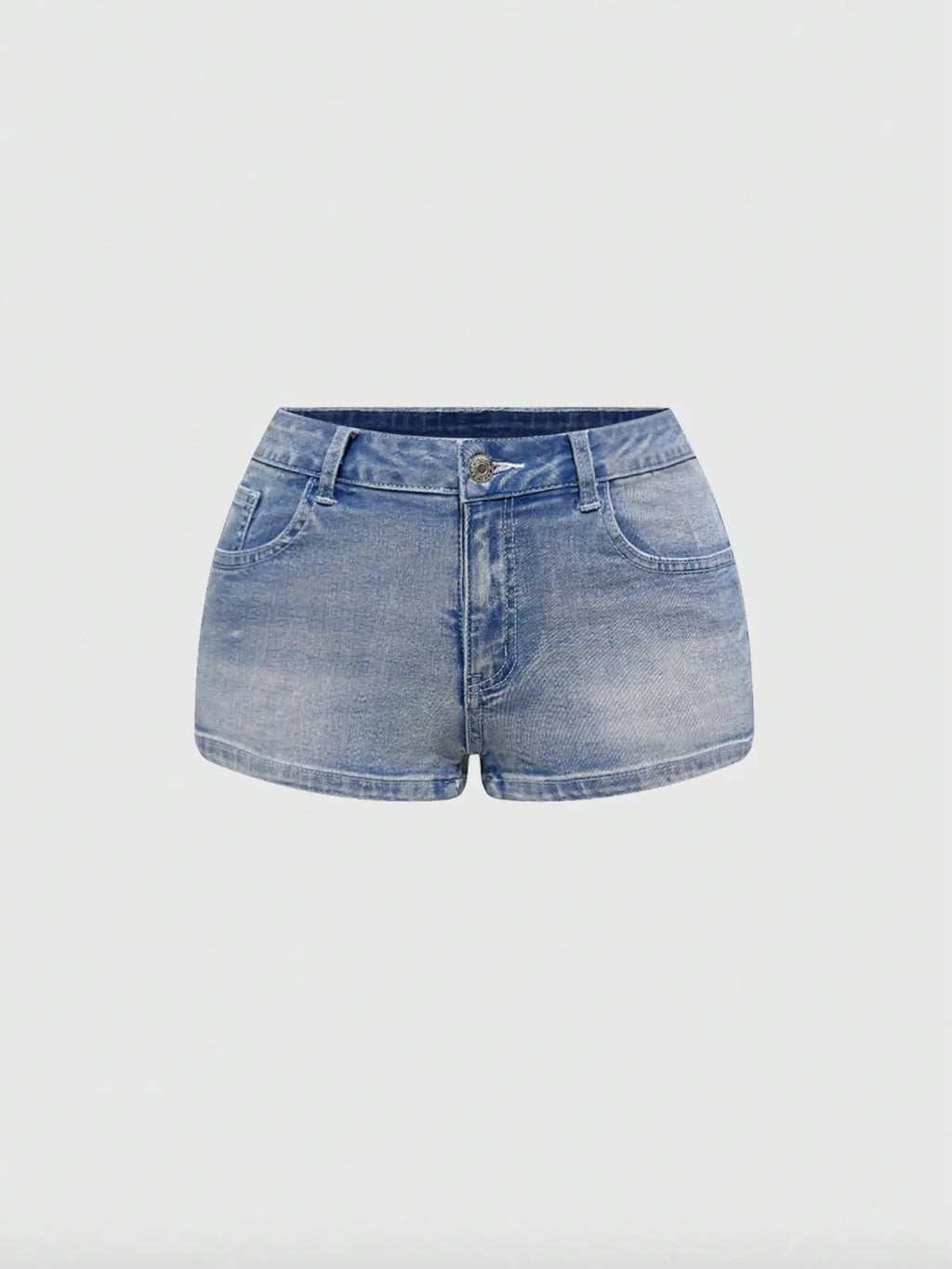 Women'S Y2K Butterfly Embroidered Embroidery Rhinestone Low Waist Stretch Denim Bottom Shorts, Light Wash, Fashionable Trend and Comfortable, Perfect for Casual Wear, Womenswear