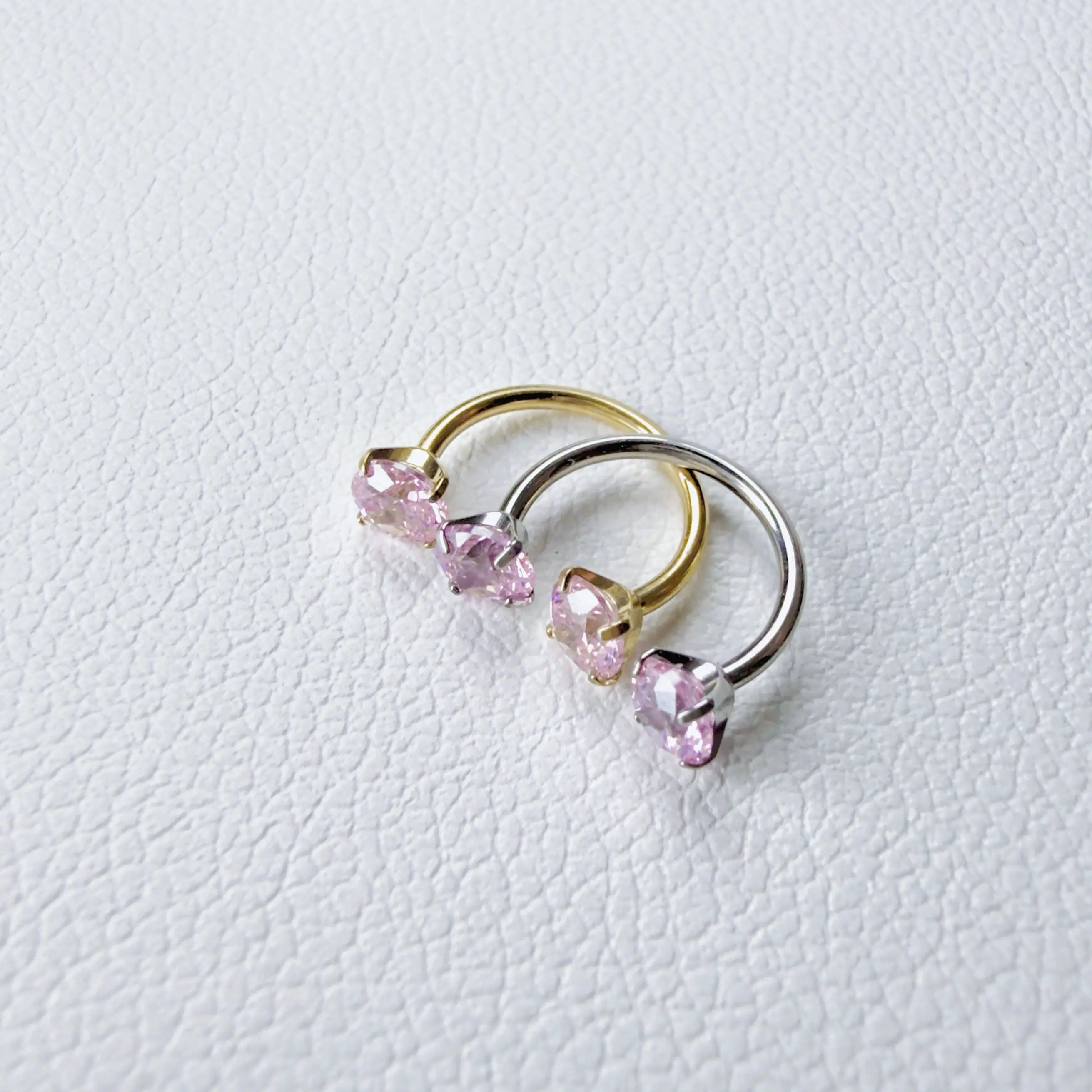 2PCS Titanium Silver&Gold Bar 18G/20G Horseshoe Nose Rings Internally Threaded Gems with Free Ball Holder & Guide Needle