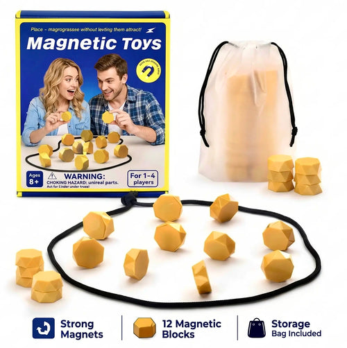 Fidget Magnetic Chess & Strategy Game for 2-4 Players Includes 20 Strong Magnets Portable Carry Bag & Integrated Rope Closure Perfect for Family Game Nights Set Game for All Ages Fun Tabletop Toy Parent-Child Interactive Kid